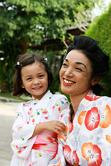 Image showing Family dressed in kimono.