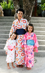 Image showing Family dressed in kimono.