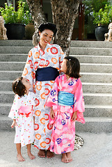 Image showing Family dressed in kimono.