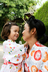 Image showing Family dressed in kimono.