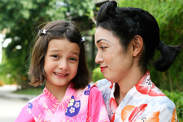 Image showing Family dressed in kimono.