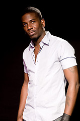 Image showing handsome black male smiling in studio portrait christian jones