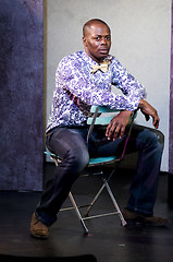 Image showing young african american actor on stage theater portrait