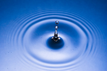 Image showing blue water droplet black and white outlined