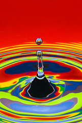 Image showing multicolored water droplet black and white outlined