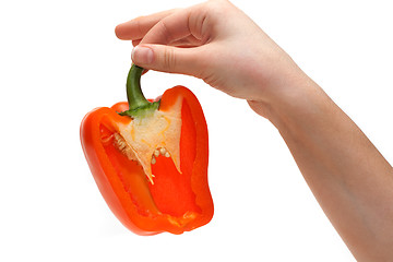 Image showing Cut bulgarian pepper on palm part two