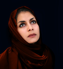 Image showing Arab girl in red scarf