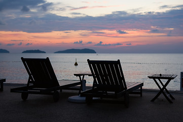 Image showing Beach benches