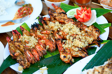 Image showing Grilled pacific prawns 