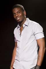 Image showing young african american actor on stage theater portrait