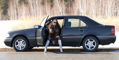 Image showing woman in car