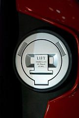 Image showing Gas cap of red, large motorbike