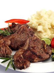 Image showing Lamb chop meal vertical