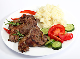 Image showing Lamb chop meal