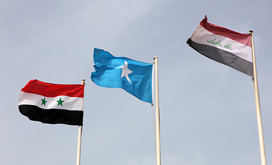 Image showing Iraqi, Somali and Syrian flags