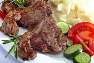 Image showing Lamb chop meal close-up