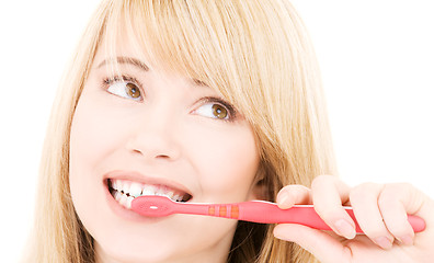 Image showing happy girl with toothbrush