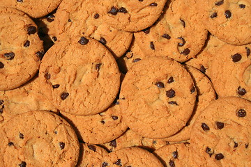 Image showing Close up of chocolate chip cookies.