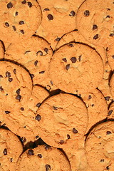 Image showing Close up of chocolate chip cookies.