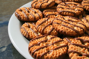 Image showing Chocolate Striped Shortbread Cookies On A Plate