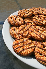 Image showing Chocolate Striped Shortbread Cookies On A Plate