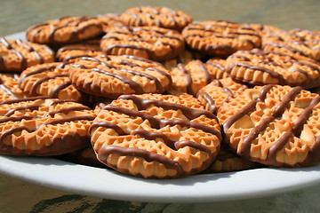 Image showing Chocolate Striped Shortbread Cookies On A Plate