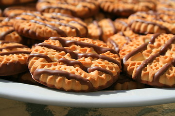 Image showing Chocolate Striped Shortbread Cookies On A Plate