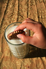 Image showing Cookie and a Glass of Milk