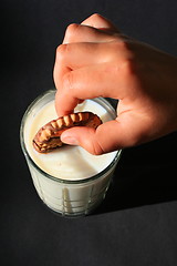 Image showing Cookie and a Glass of Milk