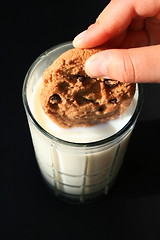 Image showing Cookie and a Glass of Milk