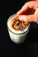 Image showing Cookie and a Glass of Milk