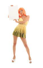 Image showing lovely girl with blank sign board