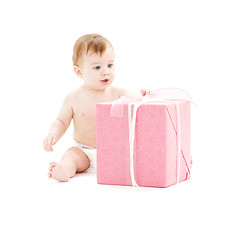 Image showing baby boy with big gift box