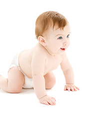 Image showing crawling baby boy in diaper