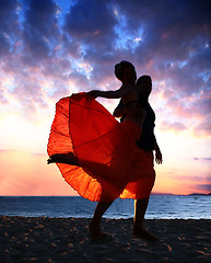 Image showing Couple dancing at sunset