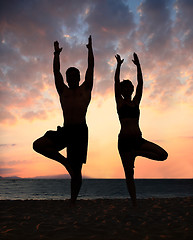 Image showing Beach yoga