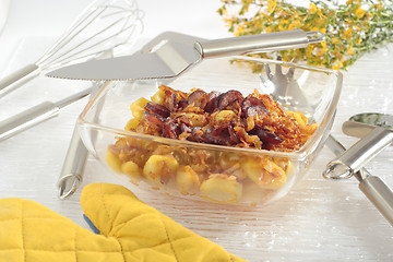 Image showing Roasted potatoes with onion and sausage