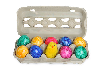 Image showing Colorful dyed easter eggs