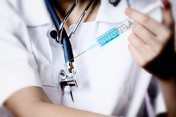 Image showing Portrait of a young doctor with stethoscope.