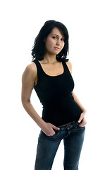 Image showing sexy young woman white background casual clothes