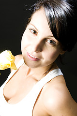 Image showing sexy woman with yellow rose