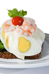 Image showing Egg and shrimp sandwich