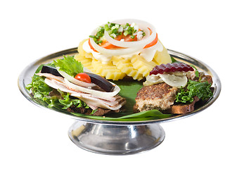 Image showing Platter with three sandwiches