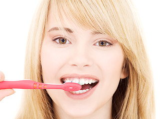 Image showing happy girl with toothbrush