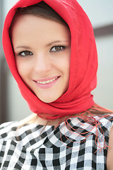 Image showing pretty girl in red kerchief