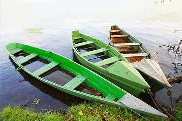 Image showing three wooden boats