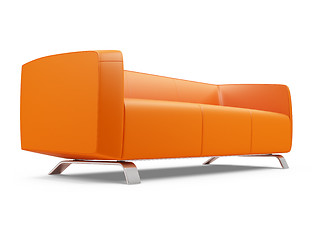 Image showing Orange couch over white