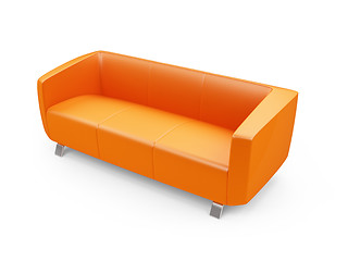 Image showing Orange couch over white