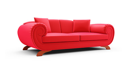 Image showing Red divan over white