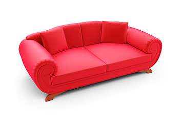 Image showing Red divan over white